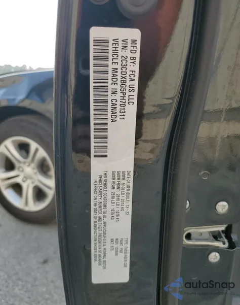 2023 Dodge Charger Sxt из США, поврежденный, VIN 2C3CDXBG5PH701311